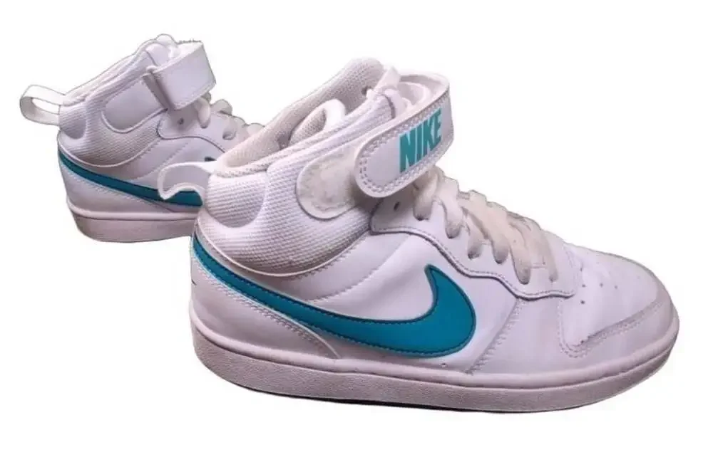 Nike Court Borough Mid 2 GS White Aquamarine Sneakers Shoes Youth 5.5